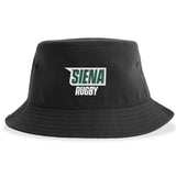 The Siena College Rugby Sustainable Bucket Hat by EMB S&S Activewear is made from recycled polyester and features "SIENA RUGBY" embroidered on the front in green and white letters—an ideal choice for any Siena College Rugby fan.