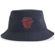 The Charlotte Cardinals Rugby Sustainable Bucket Hat by EMB S&S Activewear is crafted from recycled polyester in navy and features a red Charlotte Cardinals Rugby Club logo with a cardinal and the year 2021 on the front for eco-friendly style.