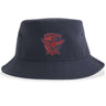 The Charlotte Cardinals Rugby Sustainable Bucket Hat by EMB S&S Activewear is crafted from recycled polyester in navy and features a red Charlotte Cardinals Rugby Club logo with a cardinal and the year 2021 on the front for eco-friendly style.
