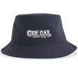 The CenCal Rugby Sustainable Bucket Hat by EMB S&S Activewear features "CEN CAL BOOT CLU" and a red star logo embroidered on the front in navy blue.