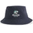 The NC Megalodons Rugby Academy Sustainable Bucket Hat by EMB S&S Activewear features navy blue fabric with an embroidered shark logo and the phrase "MEGALODONS INC RUGBY ACADEMY" on the front, showcasing the spirit of the NC Megalodons.