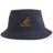 The Wallabies Sustainable Bucket Hat by EMB S&S Activewear is a navy bucket hat featuring an orange embroidered Wallabies kangaroo logo and text on the front.