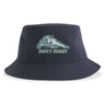 Dark blue University of New Hampshire Sustainable Bucket Hat featuring an embroidered wildcat logo and the text “MEN’S RUGBY” on the front.