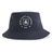 The New Saint Andrews College Sustainable Bucket Hat by EMB S&S Activewear is a navy blue hat featuring “New Saint Andrews RFC 1994” and a white emblem printed on the front.