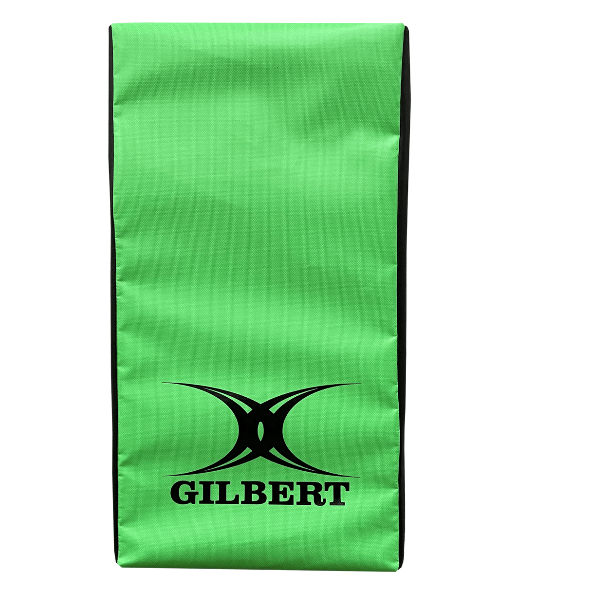 A green rectangular rugby tackle shield with black sides, perfect for contact training drills, features the word "Hadar" printed in black below a logo.