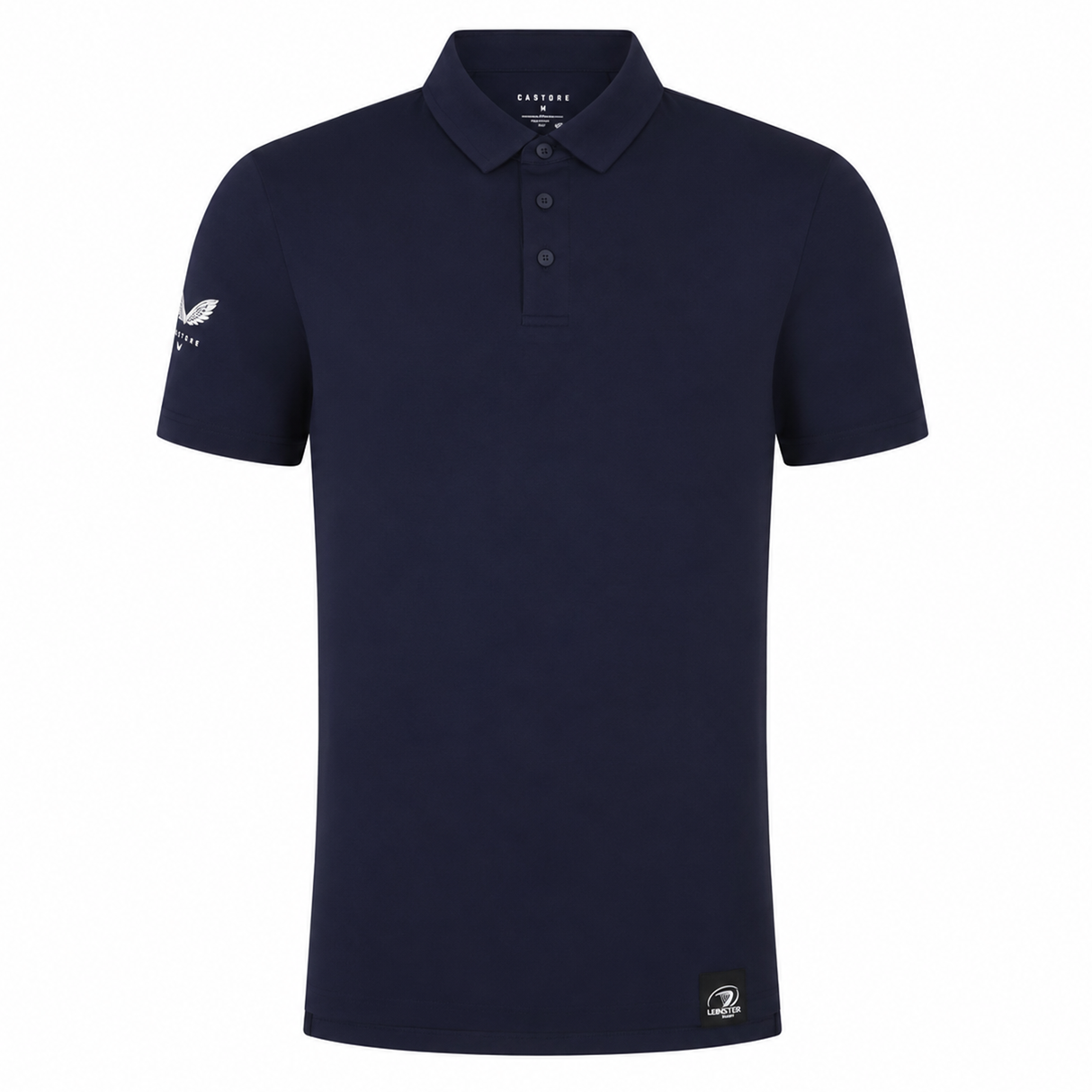 The Leinster 24/25 Club Essential Polo by Castore is a navy blue, short-sleeve polo featuring a collar, three buttons, and subtle sleeve and hem logos. Lightweight and breathable, it’s perfect for stylish everyday comfort.