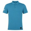The Leinster 24/25 Club Essential Polo by Castore is a teal, lightweight, breathable polo with a collar, three buttons, an embroidered logo on the left sleeve, and a black patch near the hem.