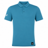 The Leinster 24/25 Club Essential Polo by Castore is a teal, lightweight, breathable polo with a collar, three buttons, an embroidered logo on the left sleeve, and a black patch near the hem.