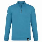 The Leinster 24/25 Club Classic 1/4 Zip by Castore is a teal athletic pullover with a short stand-up collar, black zipper, small white logo on the left sleeve, and a rectangular patch near the hem.