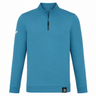 The Leinster 24/25 Club Classic 1/4 Zip by Castore is a teal athletic pullover with a short stand-up collar, black zipper, small white logo on the left sleeve, and a rectangular patch near the hem.