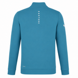 Leinster 24/25 Club Classic 1/4 Zip by Castore shown from the back, with "CASTORE" printed vertically on the upper center and a small logo on the right sleeve. Ideal as an athletic pullover for training or casual wear.