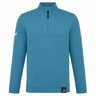 The Leinster 24/25 Club Classic 1/4 Zip by Castore is a teal, long-sleeve pullover featuring a high collar, quarter-zip, hem logo patch, and left sleeve emblem.