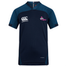 The Girls Rugby Vapodri Evader Jersey by EMB Canterbury is a navy blue jersey with turquoise details, embroidered logos, and moisture-wicking tech to keep you comfortable and dry during intense matches.