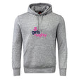 The Girls Rugby Club Hoodie by Canterbury from WRS Canterbury features a front pocket and "girls rugby" in blue and pink on a gray design—an ideal addition to any rugby club hoodie collection.