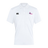 The Girls Rugby Club Dry Polo by EMB Canterbury features a "girls rugby" logo in pink and purple on the right chest and another logo on the left. Crafted with Vapodri Technology, this breathable polo keeps you comfortable and dry.