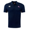 The Girls Rugby Club Dry Polo by EMB Canterbury is navy blue with the "girls rugby" logo on the right chest and a white logo on the left. Featuring Vapodri Technology, it offers comfort and style.