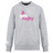 A gray Girls Rugby Club Crew Sweatshirt by WRS Canterbury features a round neck with "girls rugby" in pink and white on the front and an embroidered CCC logo.