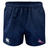 The Girls Rugby Advantage Rugby Shorts by EMB Canterbury are navy blue with an elastic waistband, featuring moisture-wicking fabric and two logos: Canterbury and Girls Rugby on the front.