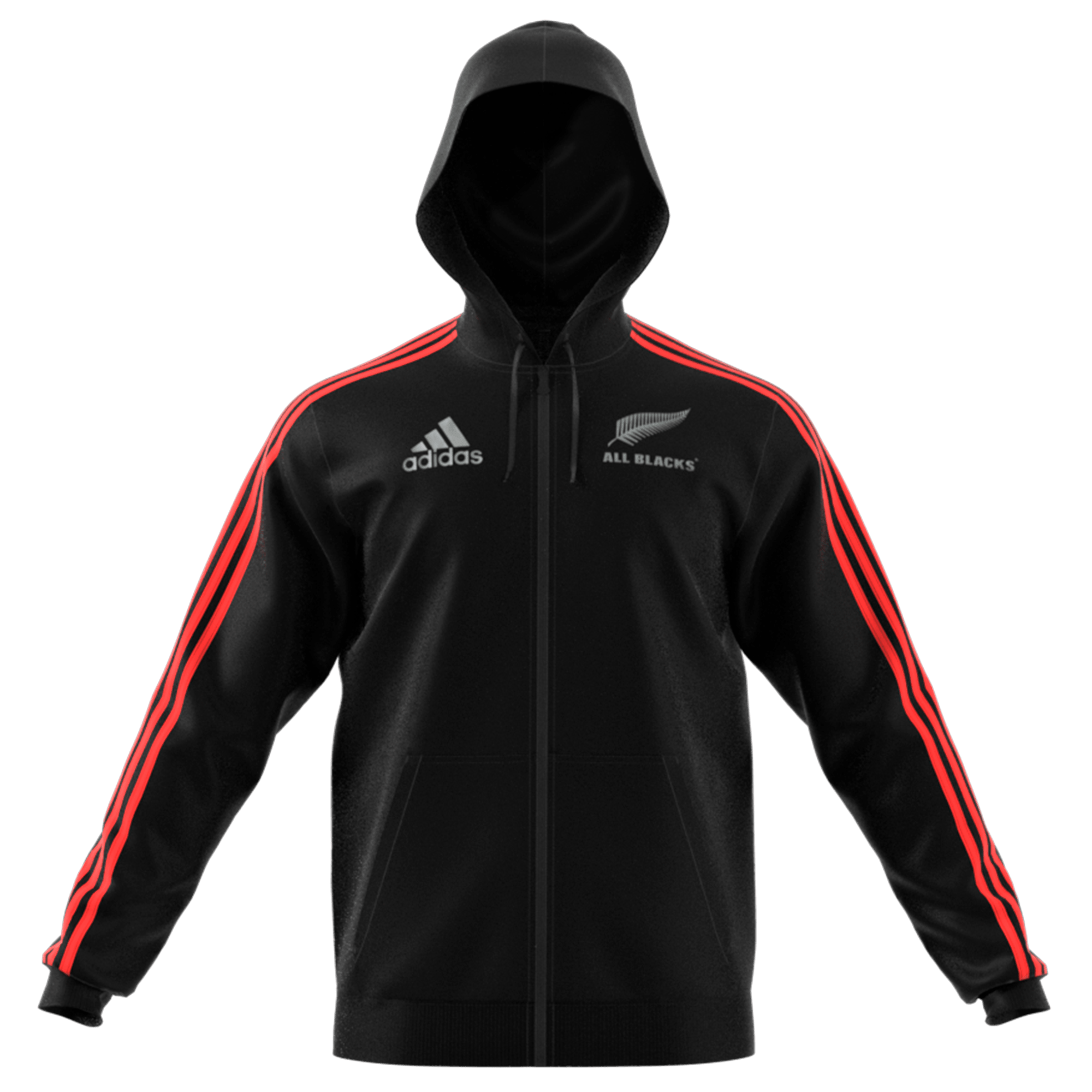 latitud Continuar podar All Blacks Rugby Full Zip Hoodie | Cotton 3 Stripe Hooded Sweatshirt by  Adidas- Black - World Rugby Shop