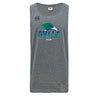 Gray Endicott College Tempo Vapodri Singlet by WRS Canterbury, made from recycled polyester with a green and blue seagull above "GULLS RUGBY" and a small Canterbury logo on the upper right.