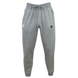 Georgetown University RFC Leisure Sweatpant by EMB Canterbury features a drawstring waist, embroidered logo on the left thigh, brand emblem on the right thigh, and is made from soft sustainable fleece, shown against a plain white background.