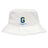 The Gretna United Rugby Crusher Bucket Cap by EMB S&S Activewear is a white cotton twill hat featuring a blue and yellow "G" and "Gretna United Rugby" text on the front, combining sun protection with classic bucket cap style.