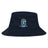 The EMB S&S Activewear Gretna United Rugby Crusher Bucket Cap is a navy cotton twill hat with a yellow and blue "G" logo and "Central United Rugby" embroidered on the front, providing classic, comfortable sun protection.