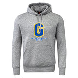 The WRS Canterbury Gretna United Rugby Club Hoodie features a gray design with a large blue and gold "G" and "Gretna United Rugby" printed on the front.