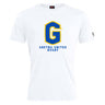 The Gretna United Rugby Club Plain Tee by WRS Canterbury features a bold blue and yellow "G" over "Gretna United Rugby" on the front, made from a premium cotton blend for comfort and durability.