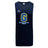 The WRS Canterbury Gretna United Rugby Tempo Vapodri Singlet is a navy sleeveless tank made from recycled polyester, featuring a bold yellow and blue "G" and "Gretna United Rugby" text on the front.