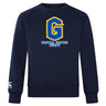 The Gretna United Rugby Club Crew Sweatshirt by WRS Canterbury features a large yellow and blue "G" logo above "Gretna United Rugby," with Canterbury branding on the left sleeve. Ultra-soft and perfect for fans.