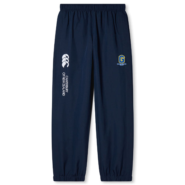 The Gretna United Rugby Cuffed Hem Stadium Pant by EMB Canterbury features an elastic waistband, cuffs, and CG monogram logos on the left leg—ideal men's rugby pants for comfort and style.
