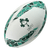 A white and green Ireland Supporters Ball by Gilbert featuring the logo and letters "IRFU" in black, with abstract patterns along the seams.