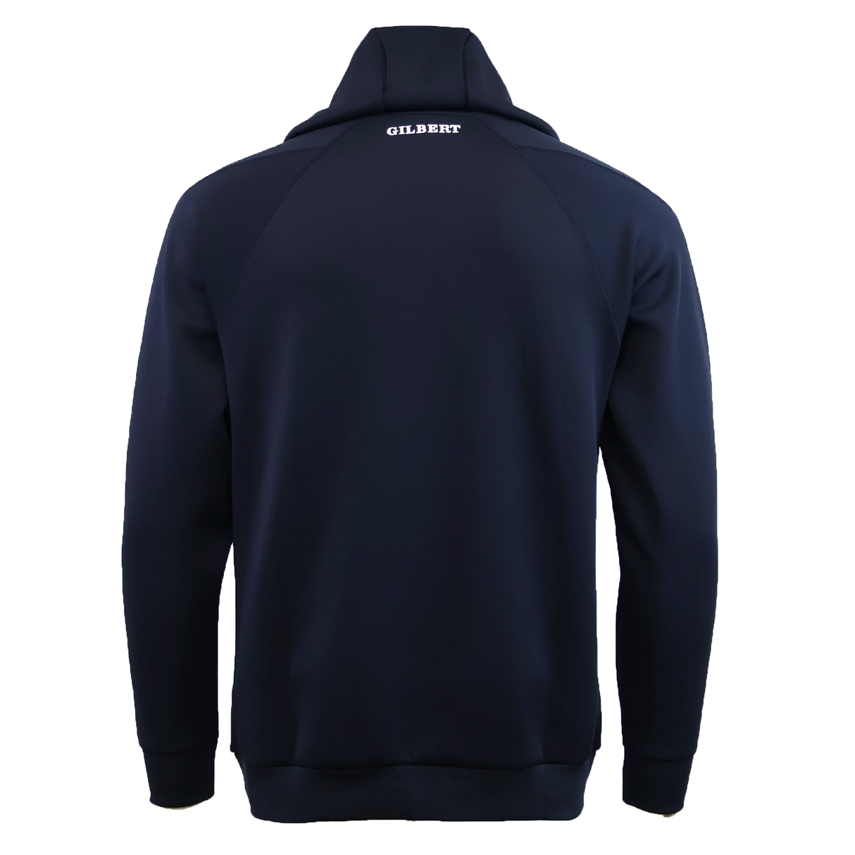 A navy blue Gilbert GTS Pullover Hoodie, viewed from the back, features "GILBERT" printed in white near the collar.