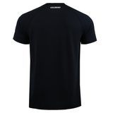 The Gilbert GTS Training Tee by Gilbert is a plain black, moisture-wicking short-sleeved T-shirt, shown from the back with "GILBERT" printed in white near the neck.