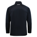 The Gilbert GTS 1/4 Zip Poly Pullover by Gilbert, shown from the back in black, features "GILBERT" printed in white near the collar.