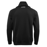 The image displays the Gilbert GTS Pullover Hoodie, a black athletic hoodie by Gilbert, featuring "GILBERT" printed in white on the upper back below the hood.
