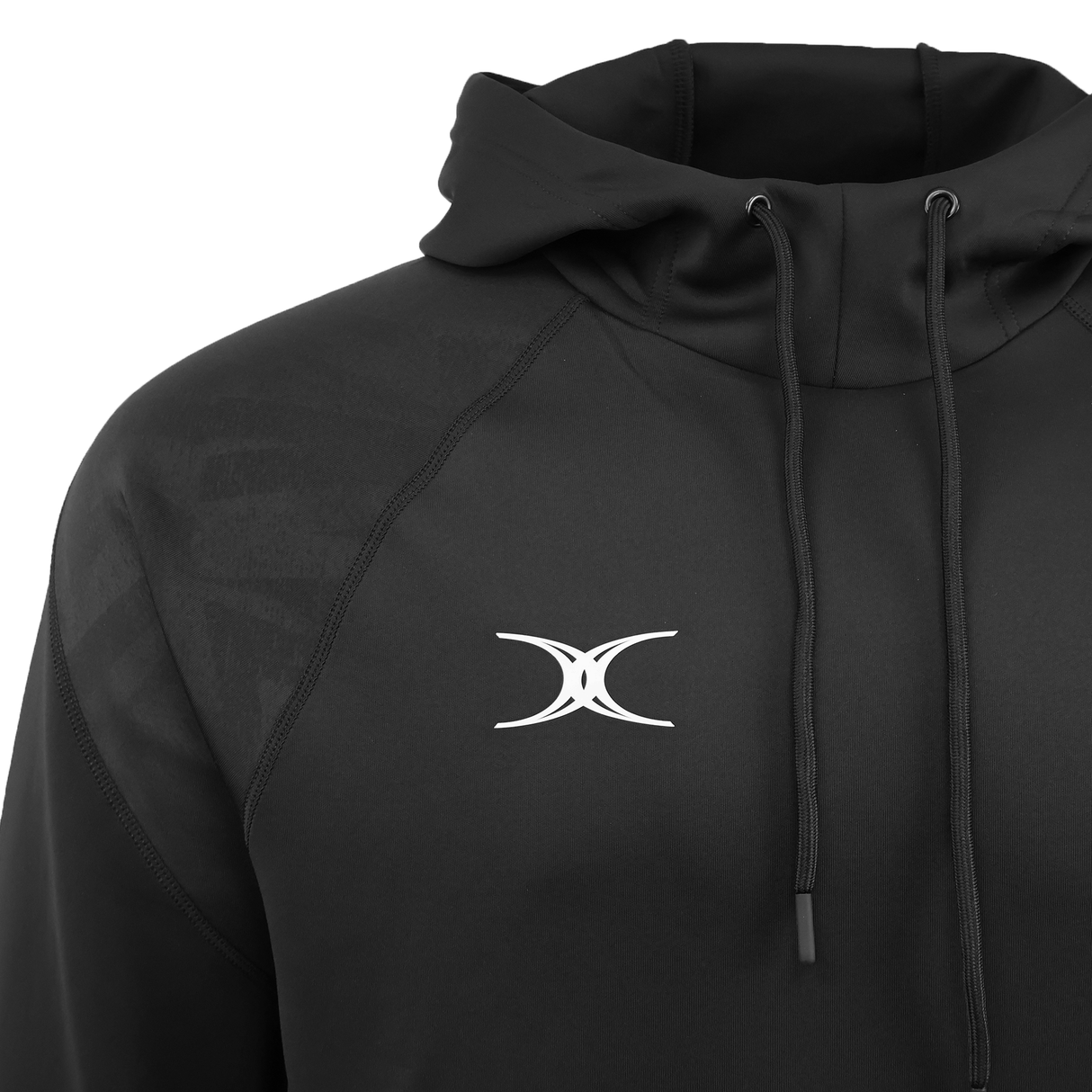 Stay comfortable in the Gilbert GTS Pullover Hoodie by Gilbert, an athletic hoodie with a drawstring hood and a white geometric logo on the left chest.