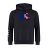 The Canterbury Great Britain CCC Flag Club Hoodie by WRS Canterbury is black, with the Union Jack on the chest and a CCC logo on the left sleeve, made from cozy sweatshirt fleece for ultimate comfort.