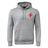 The EMB Canterbury Great Britain Shield Club Hoodie is a grey sweatshirt with a Union Jack heart emblem on the left chest, much like a classic Club Hoodie. It includes a front pocket and drawstrings for added style and comfort.