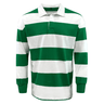 Green and white striped Classic Long Sleeve Hooped Rugby Jersey by Mudoo.