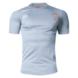 A Rhode Island Rugby Club Canterbury Core Vapodri Superlight Rugby T-Shirt with a red logo on the front.