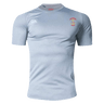 A Rhode Island Rugby Club Canterbury Core Vapodri Superlight Rugby T-Shirt with a red logo on the front.