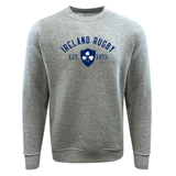 Ireland Rugby Est 1875 Fleece Crewneck Sweatshirt - grey. This sweatshirt embodies the Irish spirit with its Ireland Rugby design. (Brand: WRS Augusta)