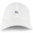 The Holy Cross Adult Low-Profile Cotton Twill Dad Cap by EMB S&S Activewear features white cotton twill with a small blue "HC" embroidered on the front center.