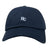 The Holy Cross Adult Low-Profile Cotton Twill Dad Cap by EMB S&S Activewear is a navy blue hat with a small white and blue "HC" embroidered on the front.
