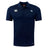 The Holy Cross Club Dry Polo by EMB Canterbury features navy blue fabric, short sleeves, collar, button placket, "Canterbury" logo at right chest, "HC" initials at left chest, and Vapodri Technology for breathability.