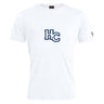 The Holy Cross Club Plain Tee by Canterbury from WRS Canterbury features bold navy "HC" on the chest and a small black logo on the left sleeve—a stylish, customizable cotton blend t-shirt for any occasion.