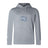 The Holy Cross Club Lightweight Hoodie by WRS Canterbury is a light gray sweatshirt with a front pocket, drawstrings, and a navy blue and white "HC" chest logo—ideal for Canterbury Club fans.