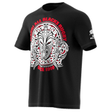 An Adidas Maori All Blacks Graphic Tee 22/23 with a red and white design.
